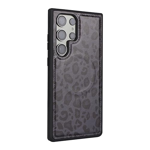 iCoverCase Wallet Case for Samsung Galaxy S23 Ultra Compatible with MagSafe, Magnetic Detachable Card Slots Holder PU Leather Kickstand Wireless Charging Case (Black Leopard) - color: Black Leopard, size: Samsung Galaxy S23 Ultra