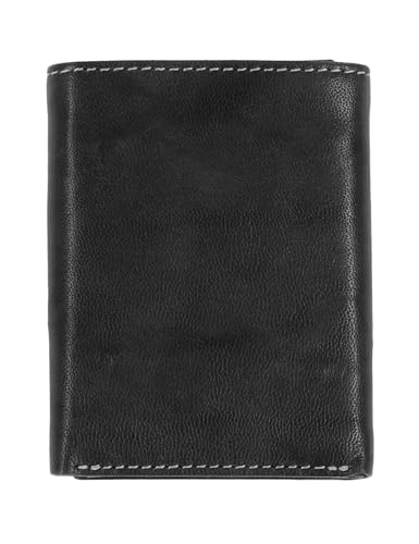 Steve Madden Men's Rfid Trifold Wallet With Id Window - color: Black (Antique)