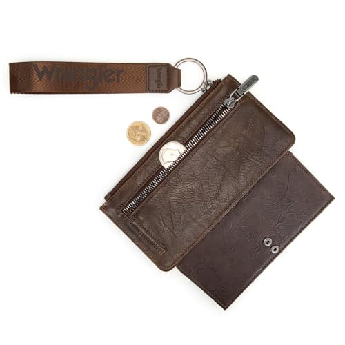X Wrangler Western Wallet for Women Card Cases & Money Organizers Wristlet Wallet with Zipper Pocket - color: 1-Coffee
