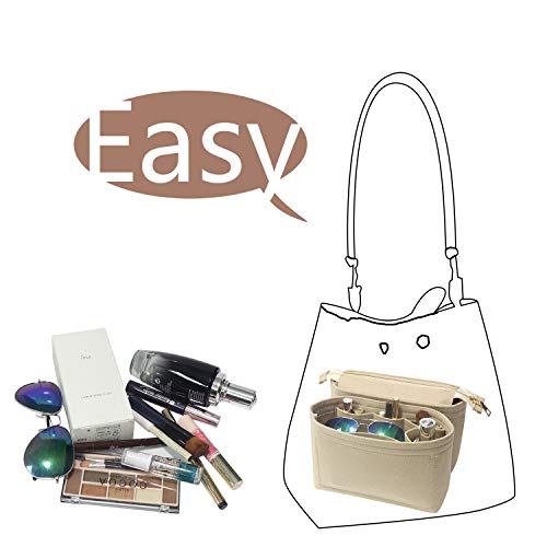 Bag Organizer, Bag Shaper Purse Insert Felt Organizer Fit in NeoNoe Noé and other Bucket Bags - beige - color: beige