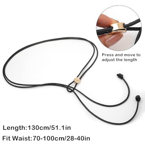 Women Skinny Belts Thin PU Leather Knotted Rope Belt for Dresses | Leather Wrap Belt, Tie Waist Belts, Fit Waist 28"-40" - color: Black