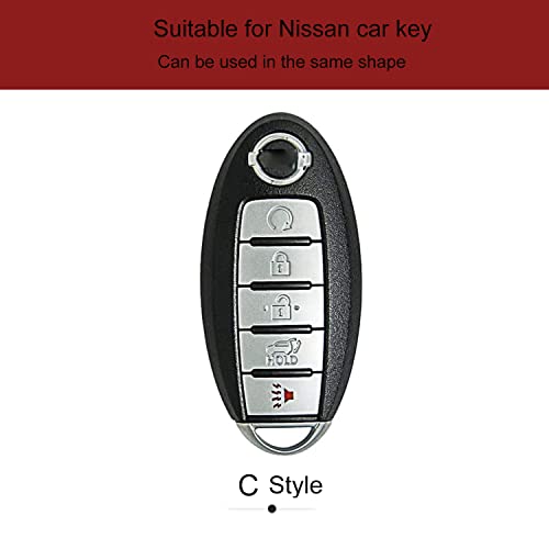 for Nissan Key Fob Cover with Keychain Leather Key Case - color: C-brown