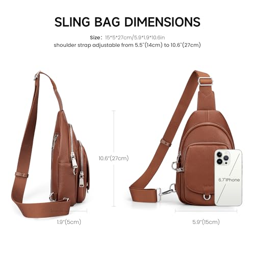 befen Anti Theft Genuine Leather Sling Bag for Women RFID Small Crossbody Bag Chest Bag Leather Fanny Packs for Travel - color: Brown