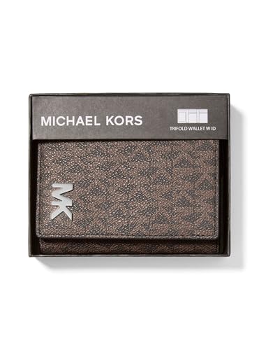 Michael Kors Hudson Trifold Wallet with ID - color: MK Signature/Brown/Black