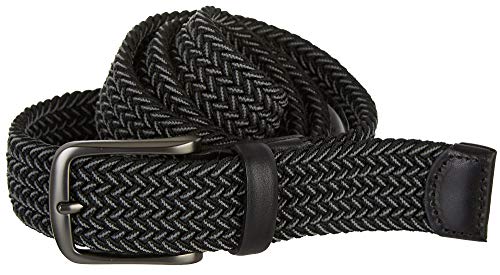 Perry Men's Woven Belt with Stretch Leather-Trim Fabric - color: Gray, size: Small