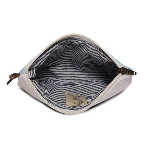 Wristlet Wallets for Women - 4.7" x 8" Handcrafted Womens Wallet, 100% Cotton Canvas with Leather Strap - color: Seagull