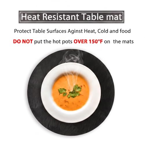 Embossed PU Leather Placemats, Waterproof Coffee Coasters, Kitchen Table Mats, Easy to Wipe Off for Dining Round Table - color: D Black, size: Set of 4