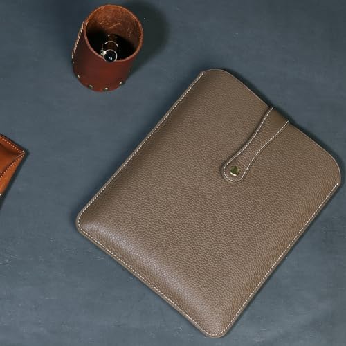 Laptop Sleeve Genuine Leather,Compatible with ipad pro 11 inch | Ipad Air 10.9 inch M2 2024,Air5/4 2022/2020 case, Compatible with ipad 10,accommodate Magic Keyboard,Galaxy Tab S9/S9 FE Bag - color: Gray, size: 11 inches or less