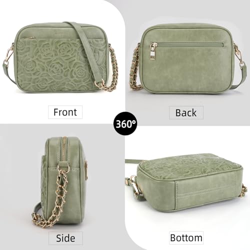 Small Purses for Women, Embossed Vegan Leather Crossbody Bag | Adjustable Strap, Trendy Crossbody Purse for Daily Travel, Thoughtful Gift for Women - color: Green