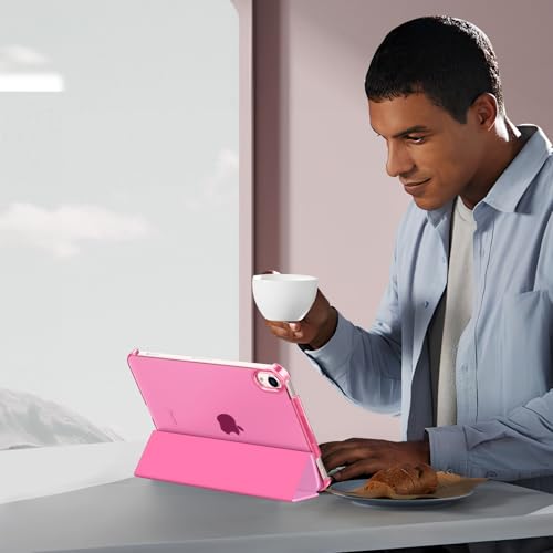 MoKo Smart Case for iPad mini 7 A17 Pro/iPad mini 6 8.3 Inch, Peony | iPad Mini Case 2024/2021,Slim Lightweight Protective Hard Back PC Shell Stand Cover Support Touch ID, Auto Wake/Sleep - color: Peony