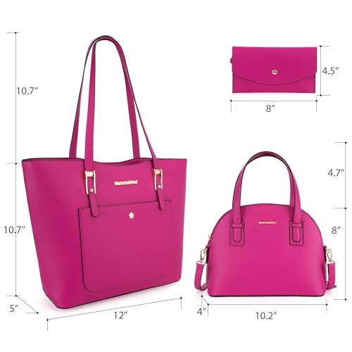Montana West 3PCS Purses for Women Tote Bag and Wallet Set Shoulder Satchel Handbags - color: Z Handbag Hot Pink
