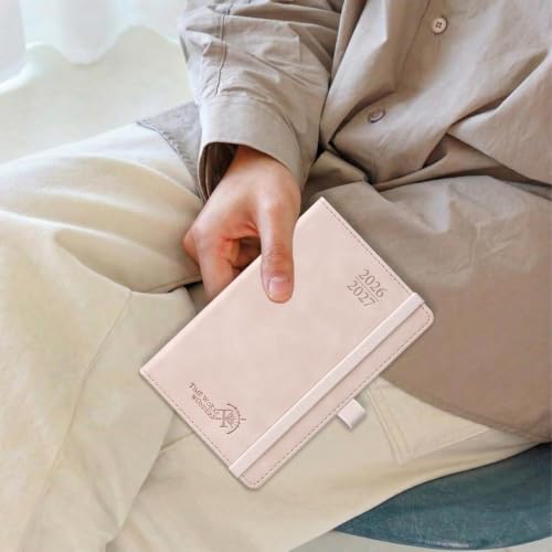 POPRUN 2026-2027 Pocket Planner (Size 4''x 6.25'') Pocket Calendar Notebook | Academic Daily Planner (JUL.26-JUN.27) Appointment Book with Monthly Tabs, Inner Pocket, Leather Soft Cover - Beige - color: Beige, size: Pocket-4" X 6.25", style: Academic Year
