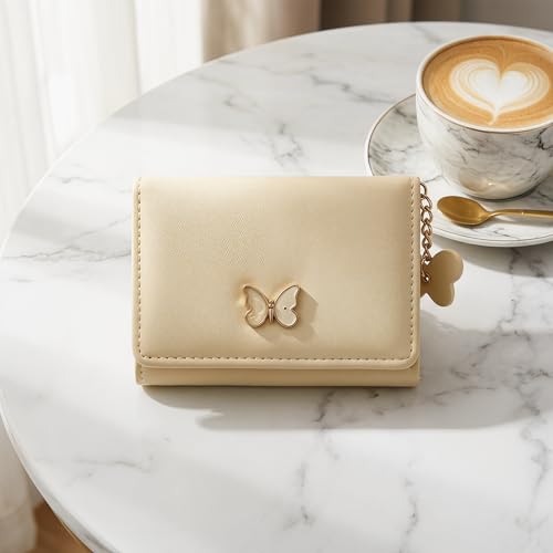 Yellow Wallet for Women,Small Cute Mini Wallet | with Card Slots & ID Window,Preppy Faux Leather Trifold Purse - Cute Yellow Wallet for Cards/Cash - color: yellow