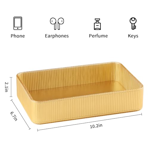 Valet Tray Organizer Bedside Nightstand Organizer Desk CatchallTray - color: Gold
