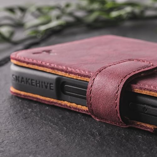 Snakehive Leather Wallet for iPhone 16 Pro Max - Real Leather Wallet Phone Case - Genuine Leather with Viewing Stand and 3 Card Holder - Flip Folio Cover with Card Slot (Plum) - color: Plum, size: iPhone 16 Pro Max