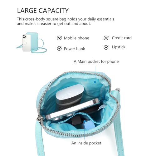 Small Crossbody Phone Purse Women 4.5x6.5 - color: Mint Green