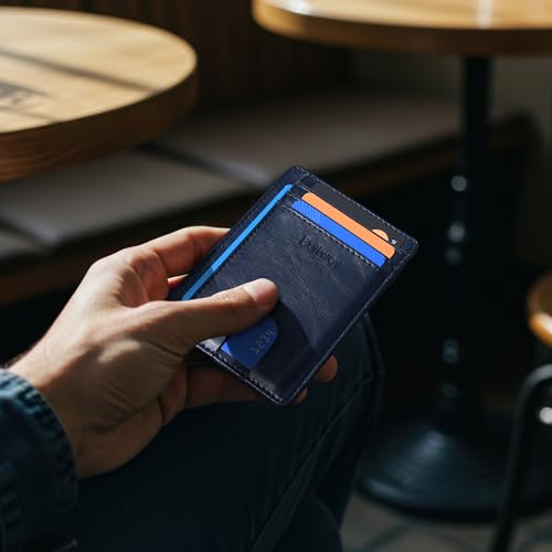 Buffway Slim Minimalist Front Pocket RFID Blocking Leather Wallets for Men and Women - Alaska Blue - color: Alaska Blue