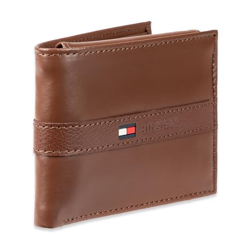 Tommy Hilfiger Men's Leather Orson RFID Bifold Wallet with Removable Passcase - color: Light Tan