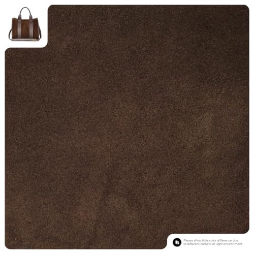 Italian Genuine Suede Tote Bag for Women with Adjustable Strap & Leather Trim | Structured Medium Shoulder Purse - color: Chocolate