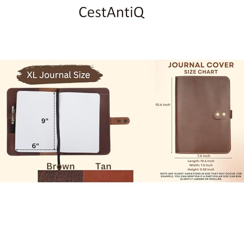 Rustic Leather Steno Notebook Cover 6 X 9 In Top-Bound, Tan | Rustic Handmade Refillable Leather Cover Fits 6 X 9 In Top-Bound Spiral Steno Notebooks For Journaling And Note Taking - color: Tan