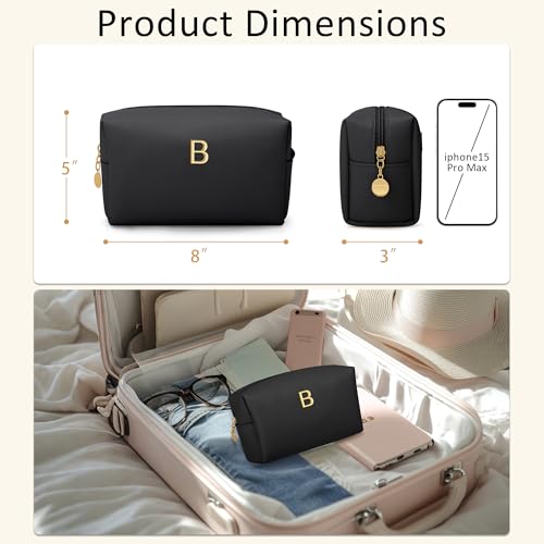 여성용 화장품 가방, 블랙., B | Personalized Birthday Gift | PU Leather Cosmetic Pouch Bag | Waterproof Travel Toiletry Bag (Black B) - color: 블랙., style: B
