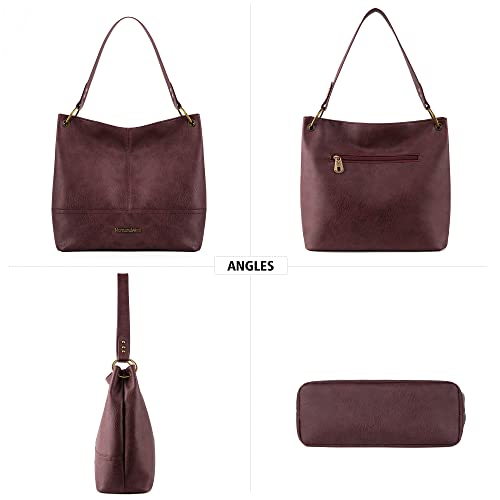 Purses for Women Hobo Bags Slouchy Shoulder Bag Tote Handbags - color: A-burgundy Brown