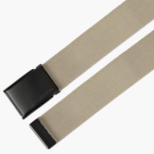 Columbia Men's Military Plaque Buckle Fabric Belt- One Size 42" Length - Everyday and Outdoor Wear - color: Khaki Stretch Strap