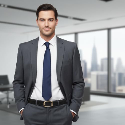 Mens Belts Leather Reversible 1.25" Black Dress Belt for Men - color: Gold Buckle Belt, size: Fits Waist 30"-38"