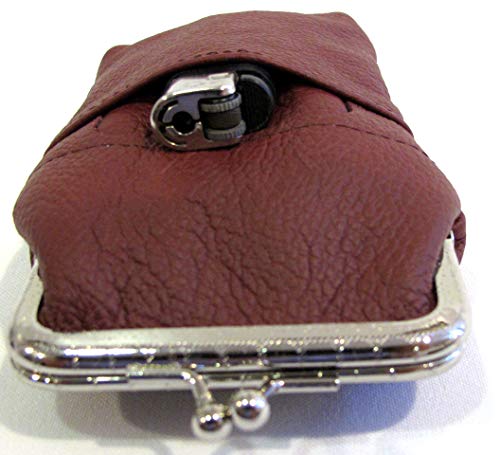 Women 100% Pure Leather Cigarette Case Lighter Match Pocket Zipper Coin Pouch -4 Color (Wine) - color: Wine