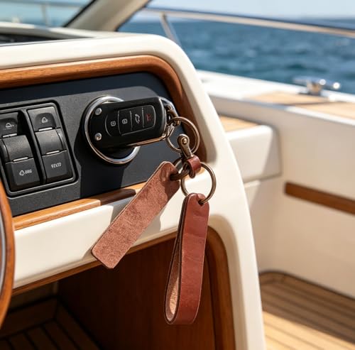 Handmade Top Layer Cowhide Car Keychain, Durable Leather Key Ring for Men Women - style: Double Thick Leather Label