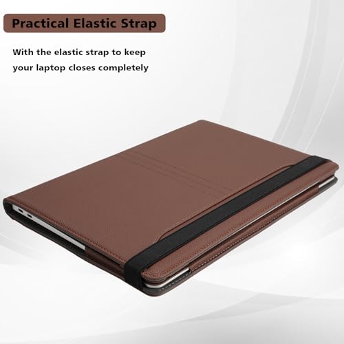 TYTX Compatible with MacBook Pro 14 Inch Case 2021-2026 M1-M5, Brown | Fits Model A3426 A3427 A3434 A3112 A3185 A3401 A2918 A2992 A2779 A2442, PU Leather, with Vents and Stand Function - color: Brown