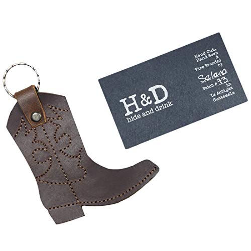 Hide & Drink, Leather Western Boot Keychain/Key Ring/Cowboy/Cowgirl/Texas/equestrianism, Handmade :: Bourbon Brown