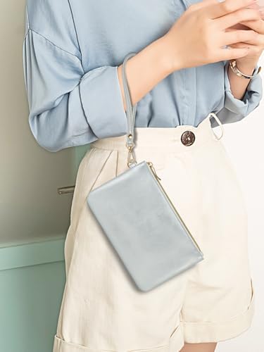 GM LIKKIE Wristlet Clutch Purse for Women, Formal Evening Handbag - color: Silver Faux Leather 8.3x5.1in