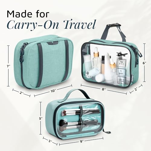 TRIPPED Travel Gear 3-Piece Travel Toiletry Bag Set | Includes Hanging Toiletry Bag, 311 TSA Liquid Bag, and Accessory Organizer Pouch with Lightweight Ripstop Construction - color: Dusty Teal Makeup