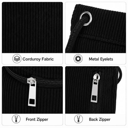 Small Crossbody Women Cell Phone Purse Wallet Bag With Shoulder Strap - color: Black/Corduroy