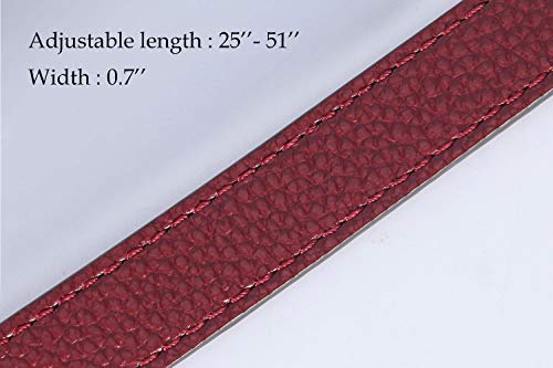 VanEnjoy Full Grain Leather Adjustable Replacement Cross Body Purse Shoulder Strap, 0.7” Width, Adjustable Length 25”-51” (Purplish Red) - color: Purplish Red