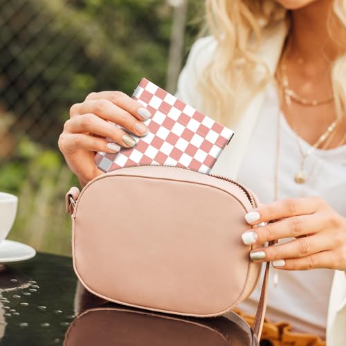 2Pcs PU Leather Small Squeeze Coin Purse Pouch Mini coin Bag Unique And Cute Wallet Cosmetic Bags Change Bag For Women Girls Men Checkered Pattern - color: Checkered Pattern