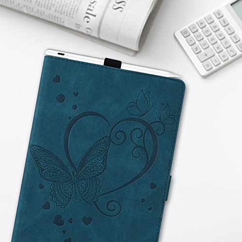 Dteck Case for Galaxy Tab S10 Plus/S9+/S8+/S7+/S7 FE,Embossed Butterfly Premium PU Leather Business Folio Fold Stand Pen Holder Shockproof Protective Wallet Cover for Samsung Tablet 12.4 inch,Blue - color: 01 Blue