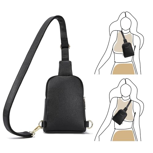 INICAT Lightweight Small Crossbody Sling Bag for Women | Mini Travel Purse,Multi-pocket with Card Slots,Durable Vegan Leather,Everyday Carry - color: Black, size: Large