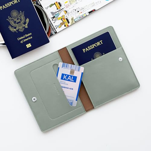 carrotez Premium RFID Blocking Leather Passport Holder & Wallet – Mint Grey - color: Mint Grey