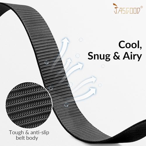 JASGOOD Nylon Canvas Breathable Military Tactical Men Waist Belt With Plastic Buckle - color: A-black, size: Suit for pant size below 40Inch