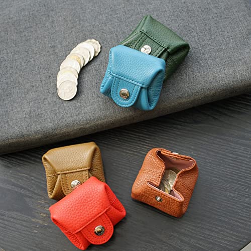 Cockatoo Genuine Leather Coin Pouch Change Holder, Mini Snap Pocket Wallet for Men Women (Azure, Small) - color: Azure, size: Small