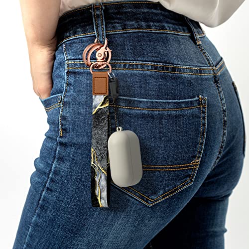 Rimilak Wristlet Keychain, Wrist Lanyard Key Chain for Women Men Car Keys ID Badges Card Wallet Phone Camera - color: Black Gold Marble