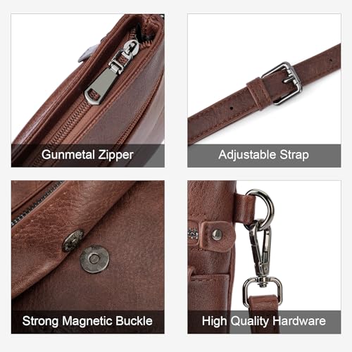 Small Crossbody Purse for Women, Vegan Leather Multi Pocket Bag | Small Crossbody Bags for Women with Embossed Design, Adjustable Strap, Lightweight Travel Shoulder Bag for Daily Use and Gift - color: Coffee