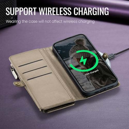 Defencase for iPhone 16 Pro Max Wallet Case with RFID Card Holder, Titanium - color: Desert Titanium