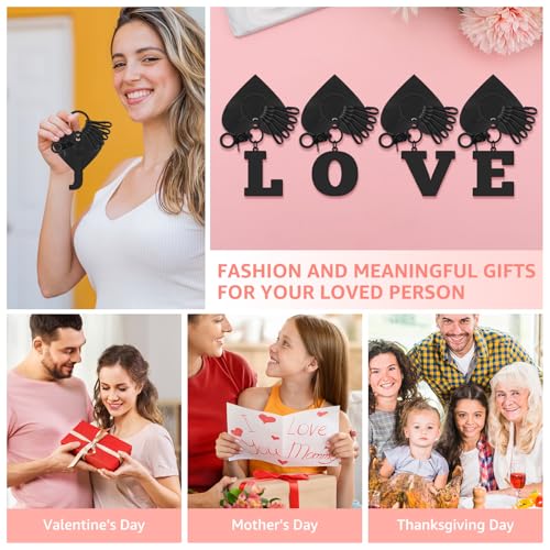Personalized Leather Heart Keychain with Alphabet Charms Black Initial Letter Key Chain Car Keyring Accessories - color: J