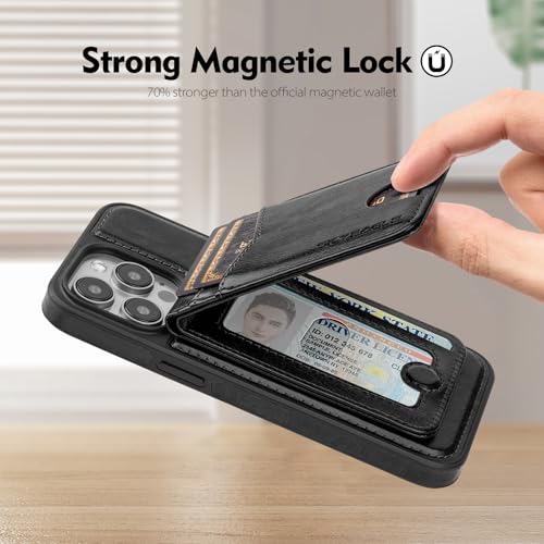 SkyEagle Compatible with MagSafe iPhone 15 Pro Wallet Case,Black | Detachable Magnetic Credit Card Holder,RFID Blocking,PU Leather,Kickstand,Flip Phone Case,Shockproof Cover for Men & Women - color: Black, size: iPhone 15 Pro - 6.1"
