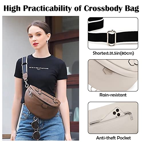 PU Leather Crossbody Bum Bags for Women Anti-theft Travel Fanny Pack - color: Coffee
