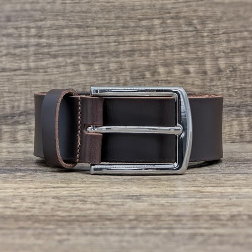Ashford Ridge Made in England 40mm Full Grain Leather Belt with Classic Buckle - color: Brown, size: 5XL (56" - 60" waist)