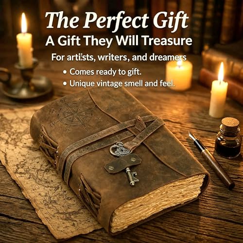 cuero Compass Vintage Leather Journal Antique Handmade Leather Bound Journal with Deckle Edge Paper Diary Leather Sketchbook Drawing Journal Notebook Great Gift Men & Women (Vintage Brown, 4X6 Inch) - size: 4 Inch X 6 Inch